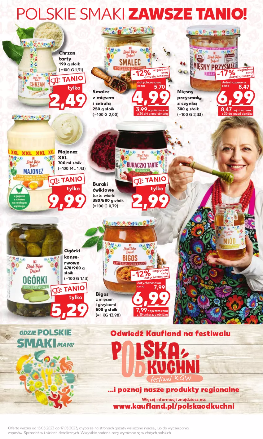 Gazetka promocyjna Kaufland - Mocny Start - ważna 15.05 do 17.05.2023 - strona 13 - produkty: Bigos, Buraki, Chrzan, Majonez, Ogórki konserwowe, Ser, Smalec