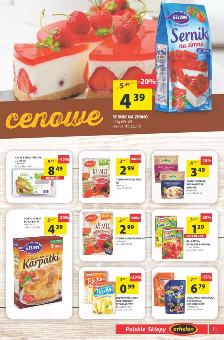 Gazetka promocyjna Arhelan - Gazetka - ważna 04.06 do 13.06.2021 - strona 11 - produkty: Budyń, Chleb, Chleb bezglutenowy, Dżem, Fa, Feta, Gala, Galaretka, Karp, Krem do karpatki, LG, Mieszanka studencka, Płatki owsiane, Ser