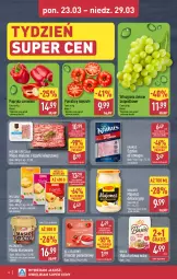 Gazetka promocyjna Aldi - Oferta weekendowa - Gazetka - ważna od 29.03 do 29.03.2026 - strona 4 - produkty: Majonez, Masło klarowane, All Seasons, Mięso mielone, Mięso mielone z łopatki wieprzowej, Krakus, Ser, Gra, Papryka czerwona, Papryka, Winiary, Mięsne specjały, Mlekovita, Szynka, Winogrona, Mąka, Edam, Basia, Wino, Masło, Pomidory, Mąka tortowa, Mięso, Mleko