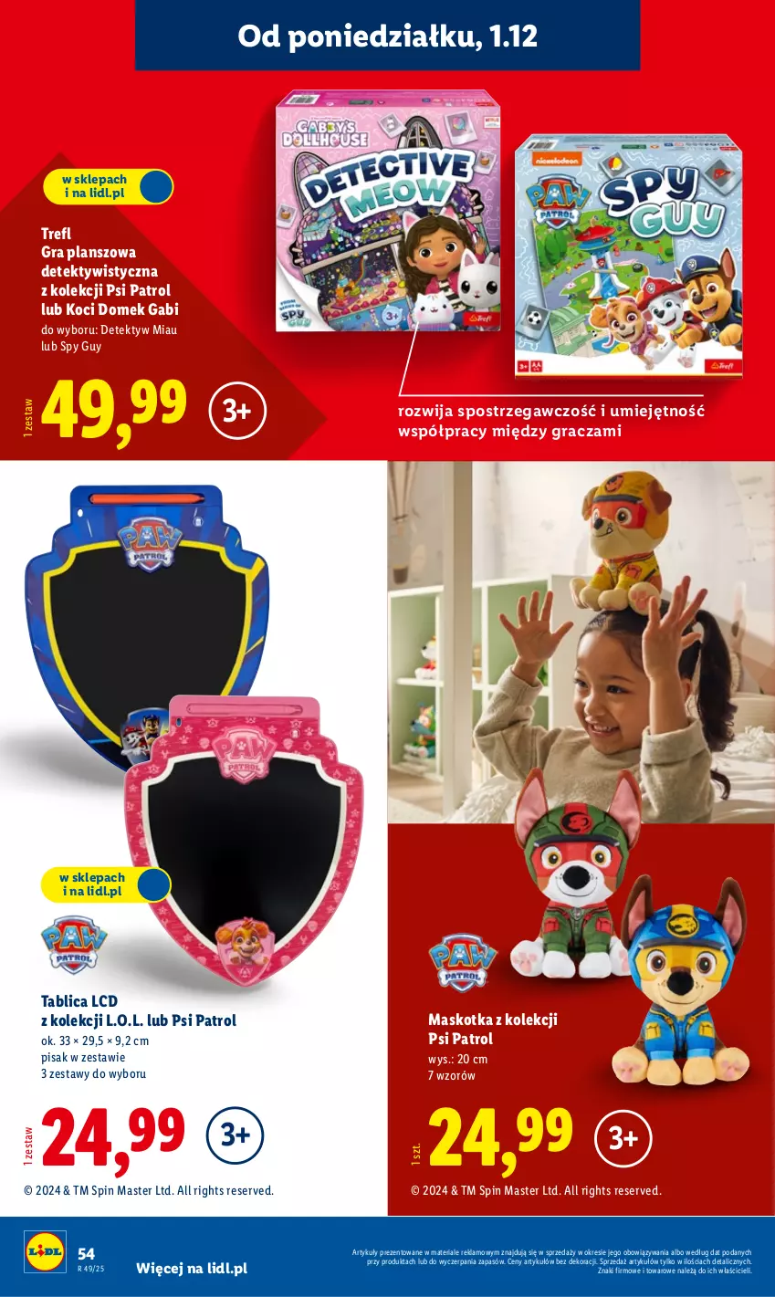 Gazetka promocyjna Lidl - Katalog Zabawki - ważna 03.11 do 24.12.2025 - strona 54 - produkty: Gra, Koc, L.O.L., Psi Patrol, Ser