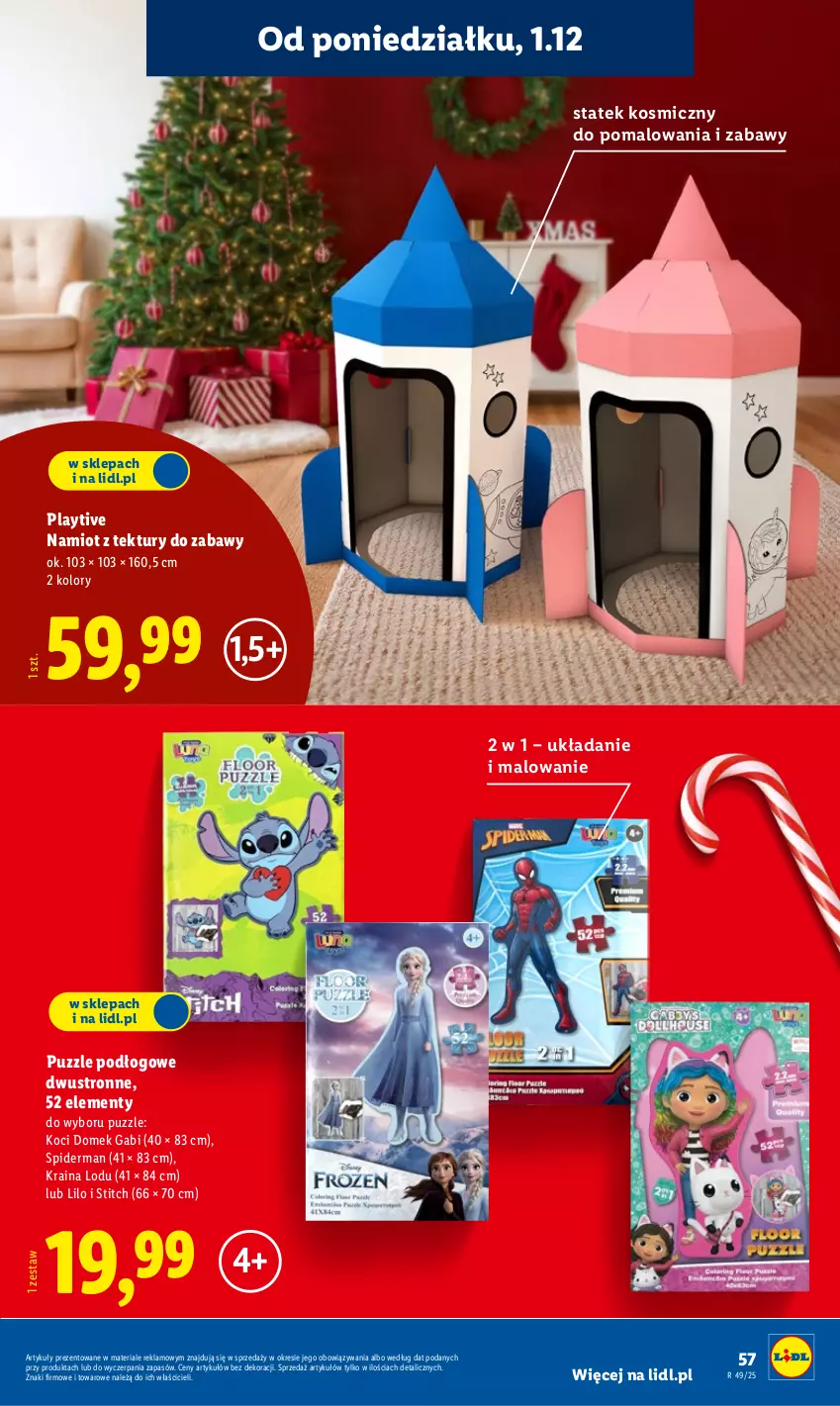 Gazetka promocyjna Lidl - Katalog Zabawki - ważna 03.11 do 24.12.2025 - strona 57 - produkty: Koc, Namiot, Puzzle, Spiderman