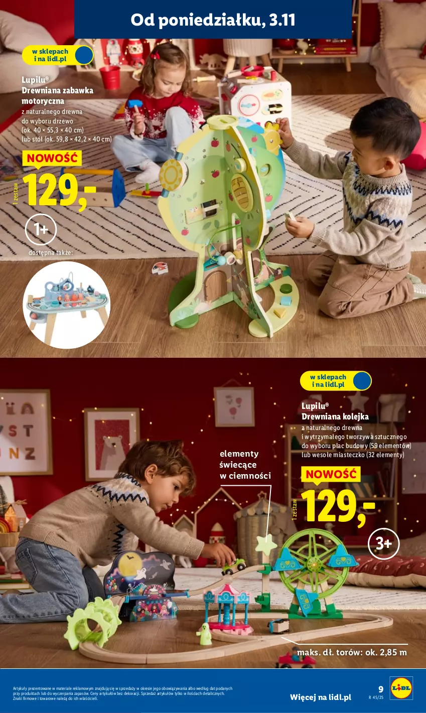Gazetka promocyjna Lidl - Katalog Zabawki - ważna 03.11 do 24.12.2025 - strona 9 - produkty: Drewniana kolejka, Kolejka, Olej, Stół, Zabawka