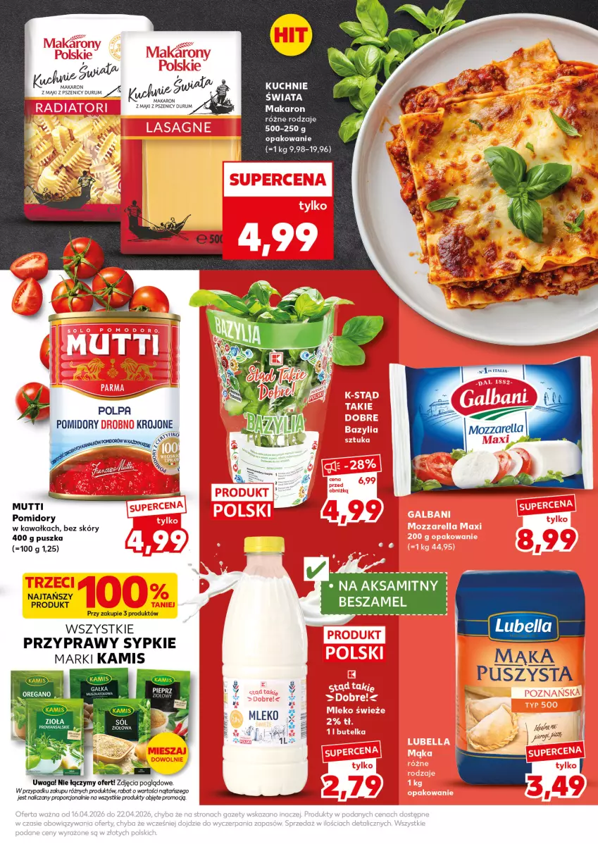Gazetka promocyjna Kaufland - Mocny Start - ważna 20.04 do 22.04.2026 - strona 13 - produkty: Aksam, Kamis, Kawa, Mąka, Makaron, Mleko, Pomidory, Pomidory krojone, Pomidory w kawałkach, Por, Przyprawy, Rum, Waga