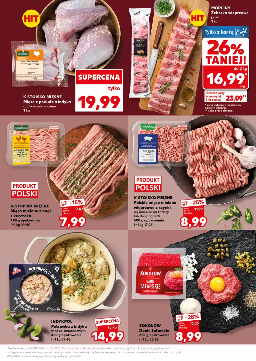 Gazetka promocyjna Kaufland - Mocny Start - ważna 20.04 do 22.04.2026 - strona 23 - produkty: Kotlet, Kurczak, Mięso, Mięso mielone, Morliny, Sok, Sokołów, Sos, Spaghetti