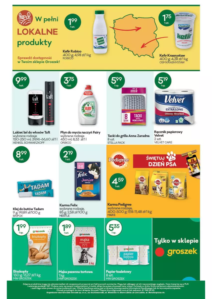 Gazetka promocyjna Groszek - Gazetka - ważna 01.07 do 13.07.2021 - strona 12 - produkty: BIC, Biuro, Do mycia naczyń, Fa, Fairy, Grill, Groszek, Kefir, Klej, Lakier, Papier, Płyn do mycia, Płyn do mycia naczyń, Por, Ręcznik, Robico, Schwarzkopf, Taft, Velvet