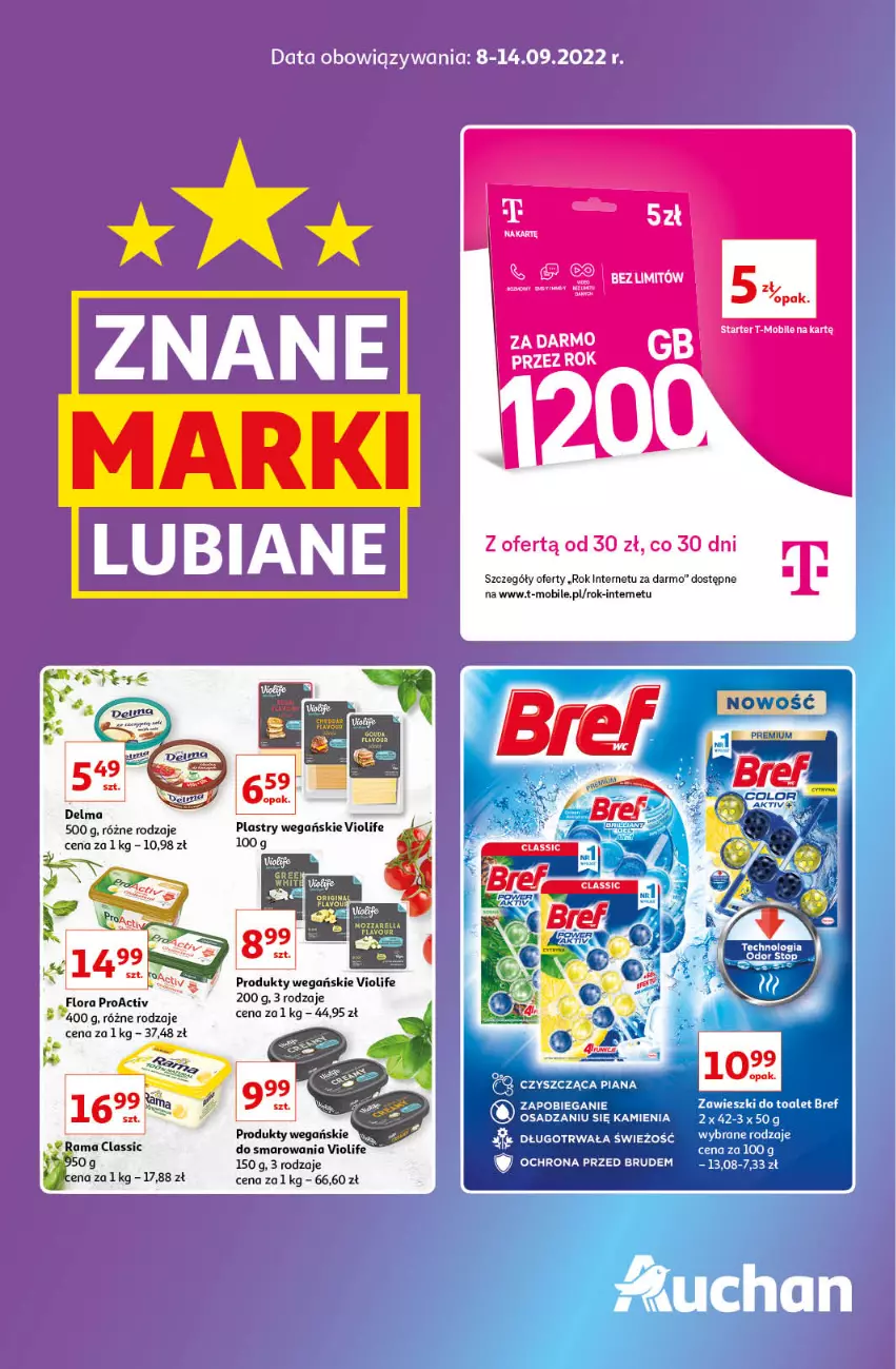 Gazetka promocyjna Auchan - Gazetka Znane Lubiane Marki Hipermarkety - ważna 08.09 do 14.09.2022 - strona 1 - produkty: Bieganie, Bref, Flora, Mobil, Top