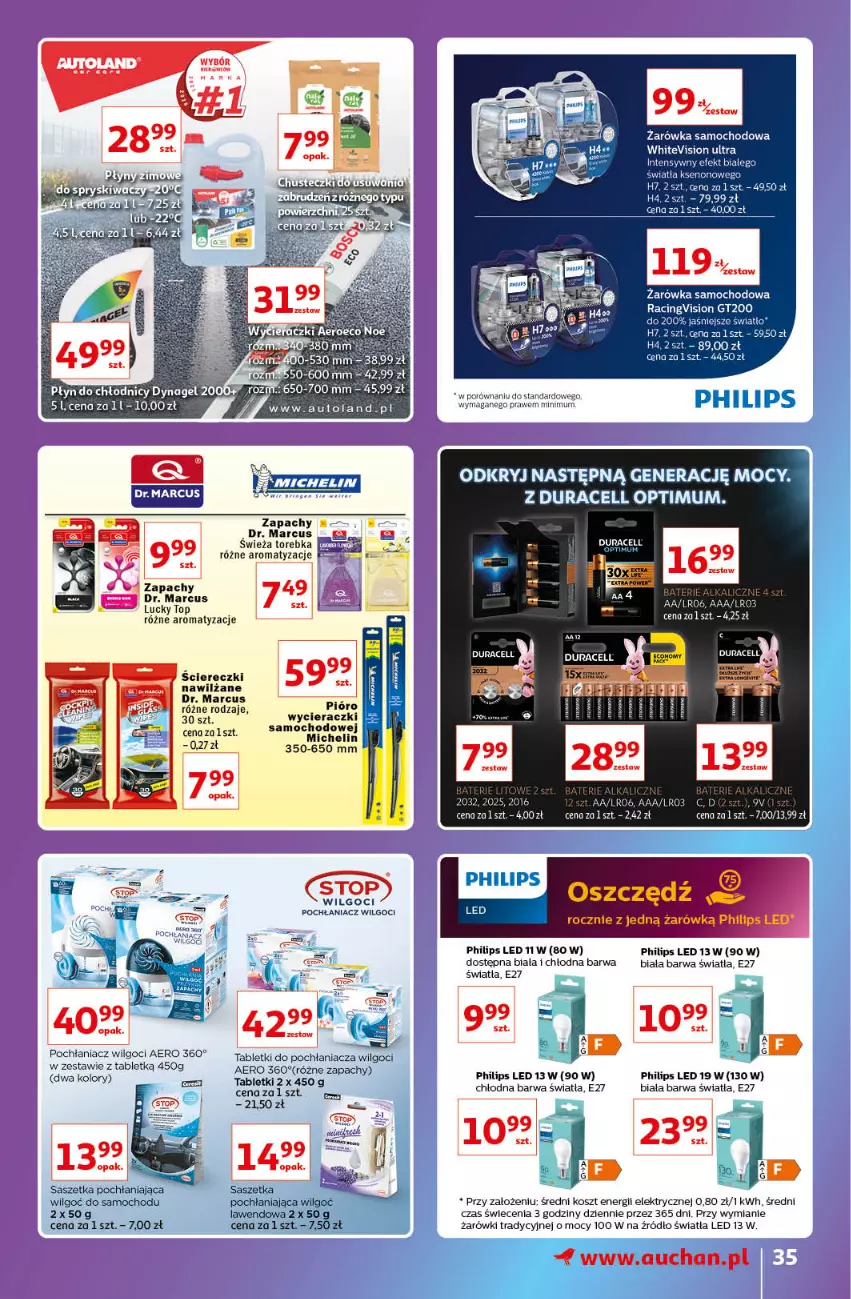 Gazetka promocyjna Auchan - Gazetka Znane Lubiane Marki Hipermarkety - ważna 08.09 do 14.09.2022 - strona 35 - produkty: Duracell, Kosz, LG, Michelin, Philips, Pochłaniacz wilgoci, Tablet, Top, Torebka