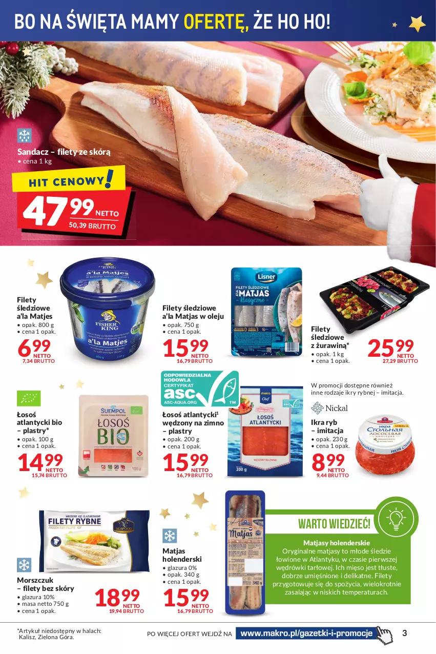 Gazetka promocyjna Makro - [Oferta promocyjna] Artykuły spożywcze i przemysłowe - ważna 14.12 do 26.12.2021 - strona 3 - produkty: Gin, Glazura, Lazur, Matjas, Mięso, Olej, Sandacz