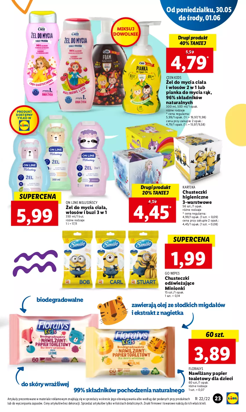 Gazetka promocyjna Lidl - GAZETKA - ważna 30.05 do 01.06.2022 - strona 23 - produkty: Chusteczki, Dzieci, Flora, Gra, Nawilżany papier, Olej, Papier, Papier toaletowy