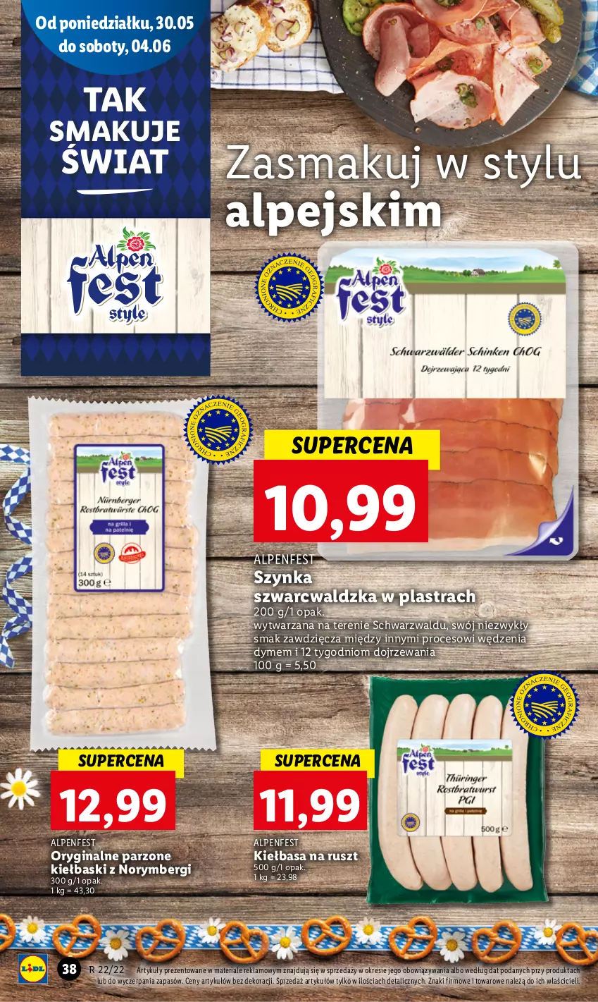 Gazetka promocyjna Lidl - GAZETKA - ważna 30.05 do 01.06.2022 - strona 38 - produkty: Gin, Kiełbasa, Szynka