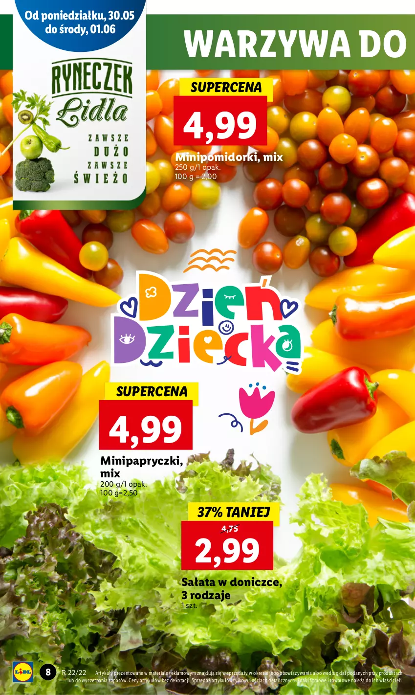 Gazetka promocyjna Lidl - GAZETKA - ważna 30.05 do 01.06.2022 - strona 8 - produkty: Pomidorki, Sałat, Warzywa