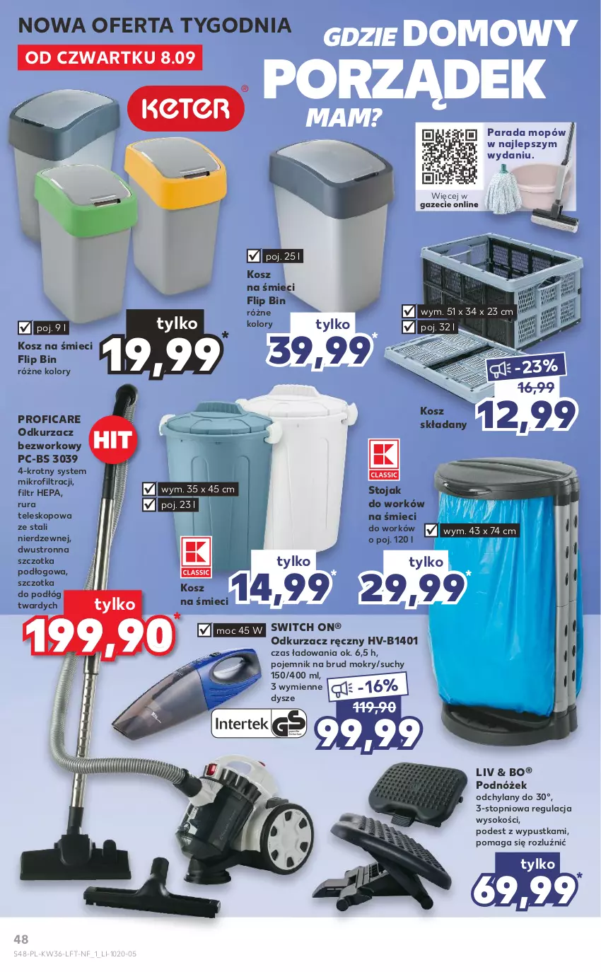 Gazetka promocyjna Kaufland - OFERTA TYGODNIA - ważna 08.09 do 14.09.2022 - strona 48 - produkty: Kosz, Mop, Odkurzacz, Podnóżek, Pojemnik, Por, Rura, Sok, Stojak, Szczotka, Teleskop, Top