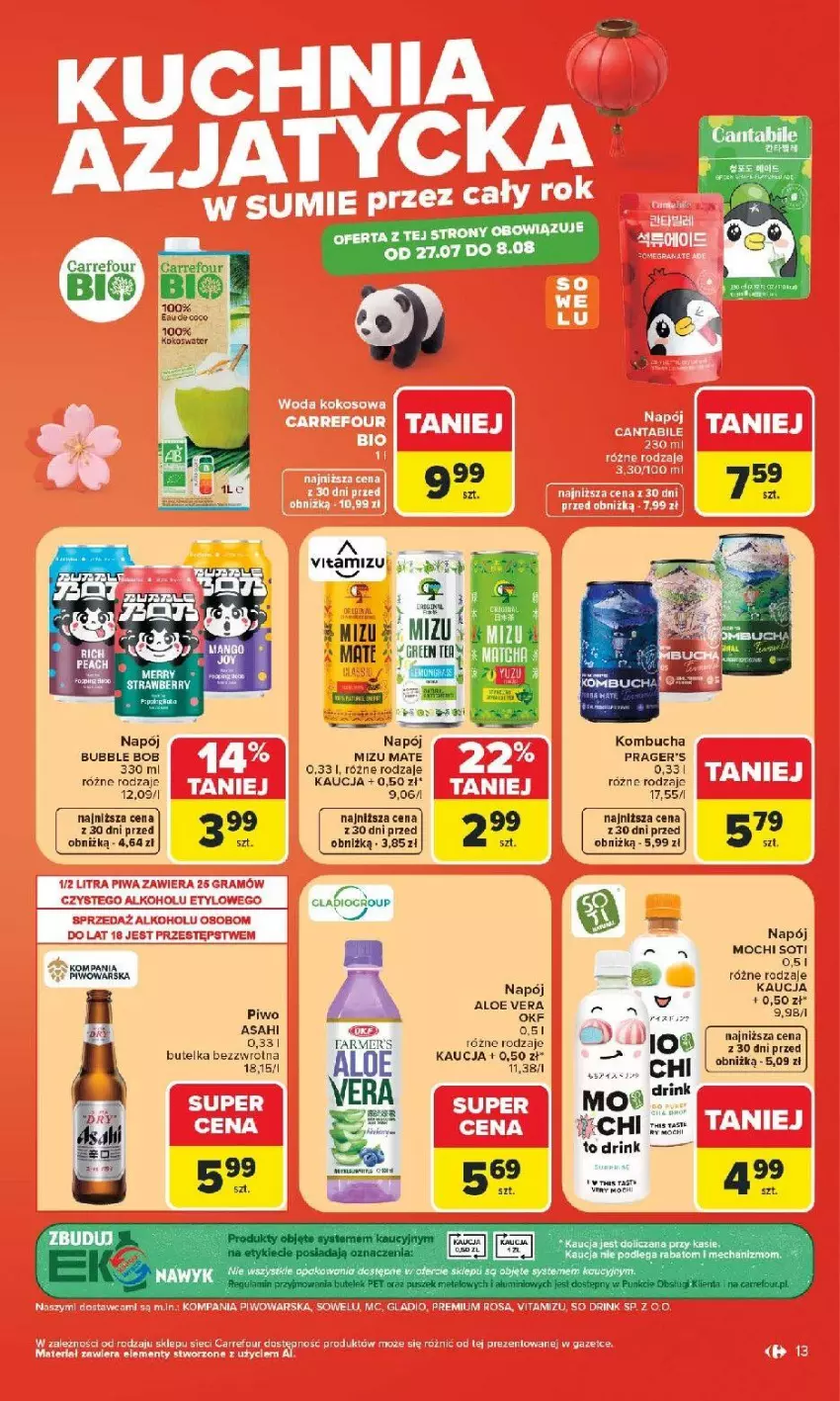 Gazetka promocyjna Carrefour - Gazetka Kuchnia azjatycka w SUMIE przez cały rok - ważna 27.07 do 08.08.2026 - strona 13 - produkty: Aloe vera, Asahi, Fa, Gra, Napój, Piwa