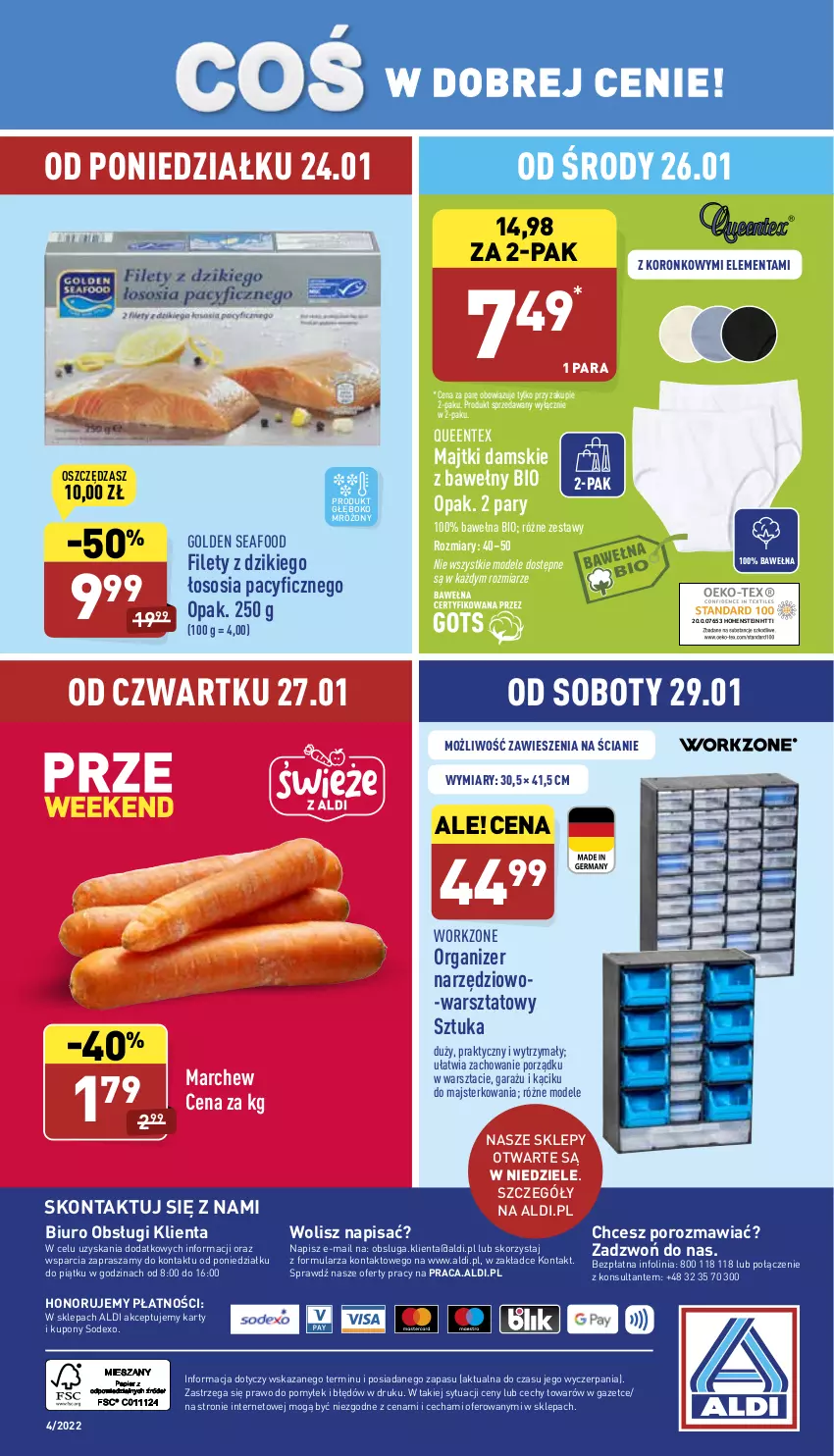 Gazetka promocyjna Aldi - Katalog Moda i Dom - ważna 24.01 do 30.01.2022 - strona 17 - produkty: Biuro, Garaż, Golden Seafood, Majtki, O nas, Organizer, Por, Queentex, Sos, Wełna