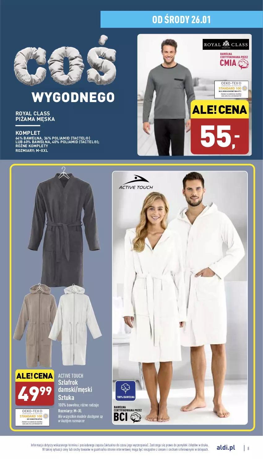 Gazetka promocyjna Aldi - Katalog Moda i Dom - ważna 24.01 do 30.01.2022 - strona 8 - produkty: Piżama, Szlafrok, Wełna