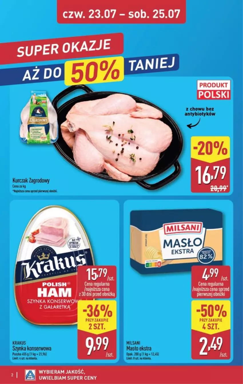 Gazetka promocyjna Aldi - Oferta weekendowa - ważna 23.07 do 25.07.2026 - strona 2 - produkty: Krakus, Kurczak, Ser, Szynka, Szynka konserwowa