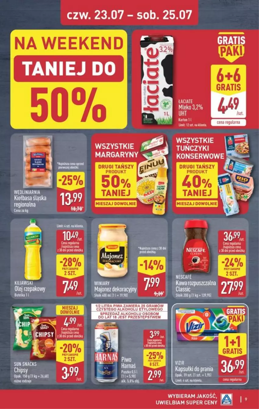 Gazetka promocyjna Aldi - Oferta weekendowa - ważna 23.07 do 25.07.2026 - strona 9 - produkty: Fa, Gra, Kosz, Mleko, Piwa, Tuńczyk