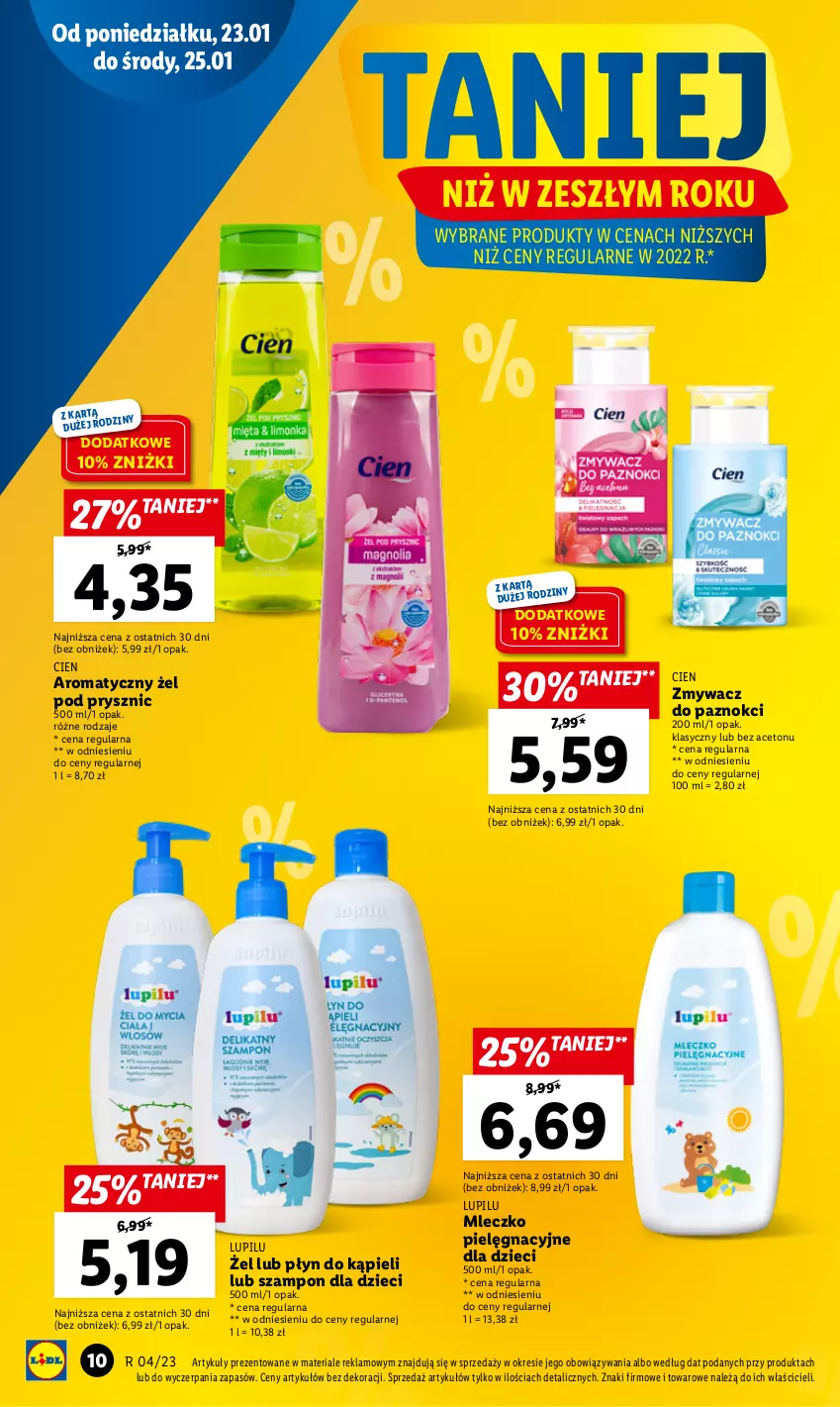 Gazetka promocyjna Lidl - GAZETKA - ważna 23.01 do 25.01.2023 - strona 10 - produkty: Dzieci, Mleczko, Płyn do kąpieli, Szampon, Zmywacz do paznokci