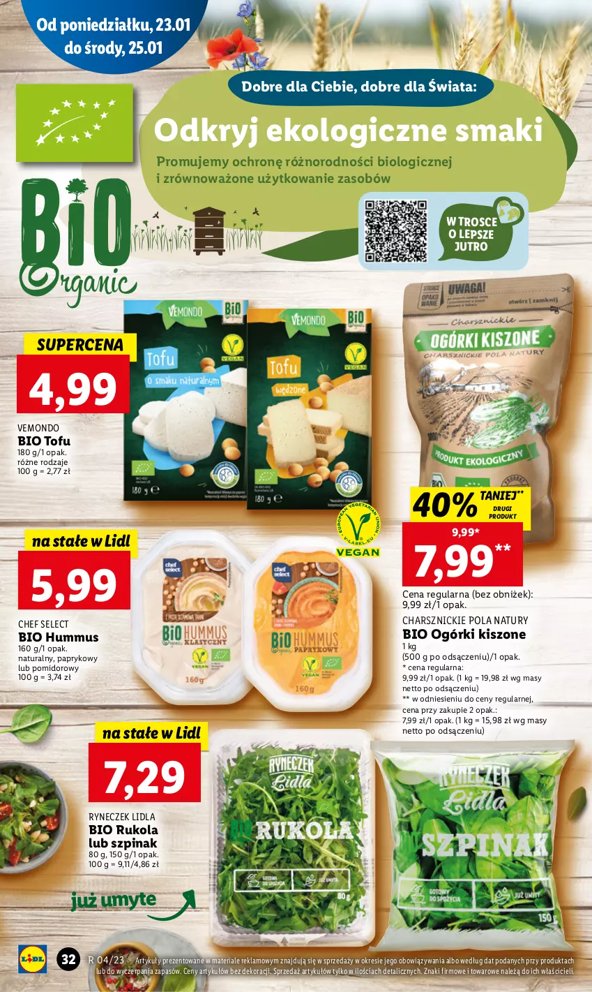 Gazetka promocyjna Lidl - GAZETKA - ważna 23.01 do 25.01.2023 - strona 34 - produkty: Hummus, Mus, Rukola, Szpinak, Tofu