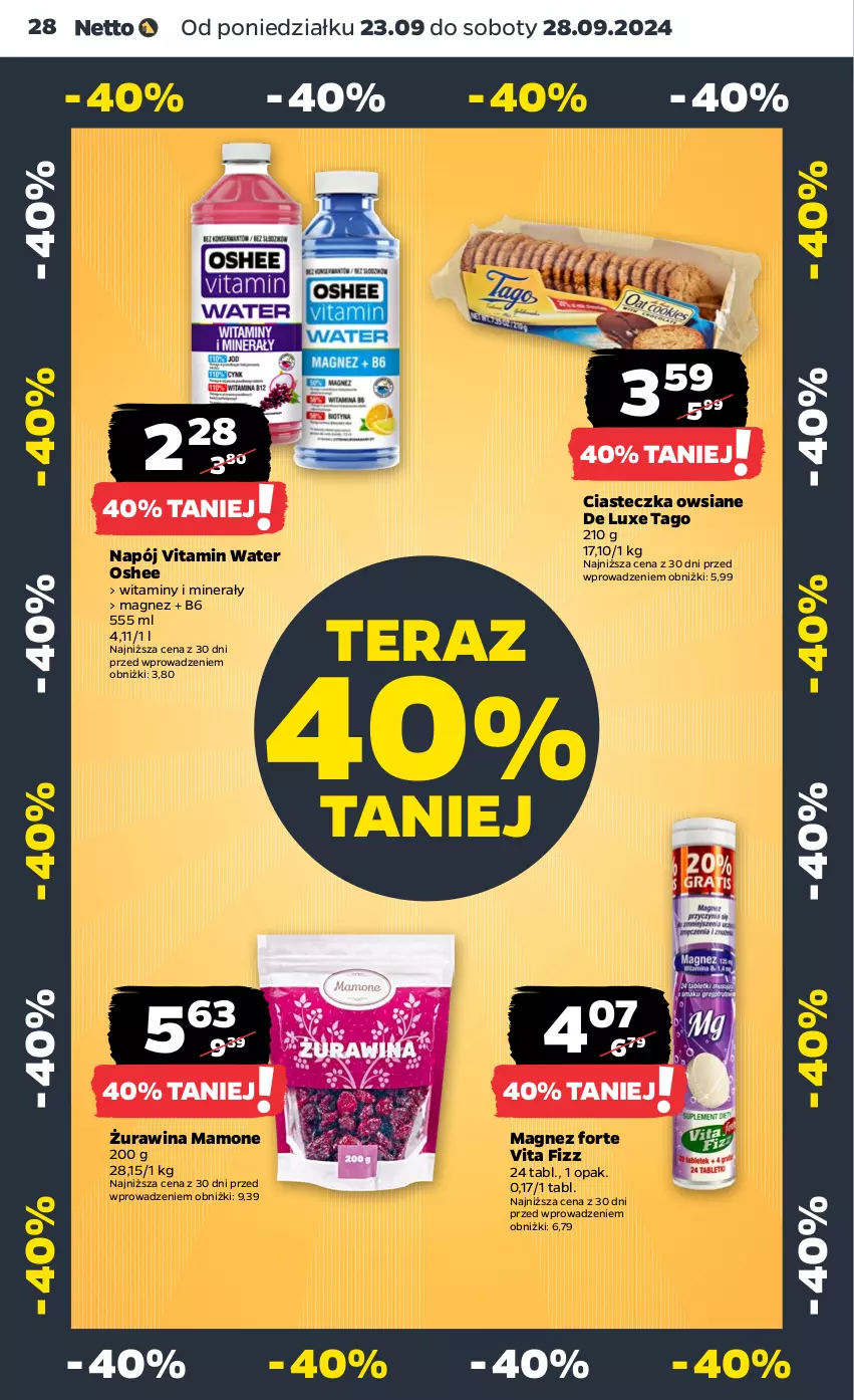 Gazetka promocyjna Netto - Netto Gazetka Food 39/24A - ważna 23.09 do 28.09.2024 - strona 28 - produkty: Magnez, Napój, Oshee, Tago, Tera