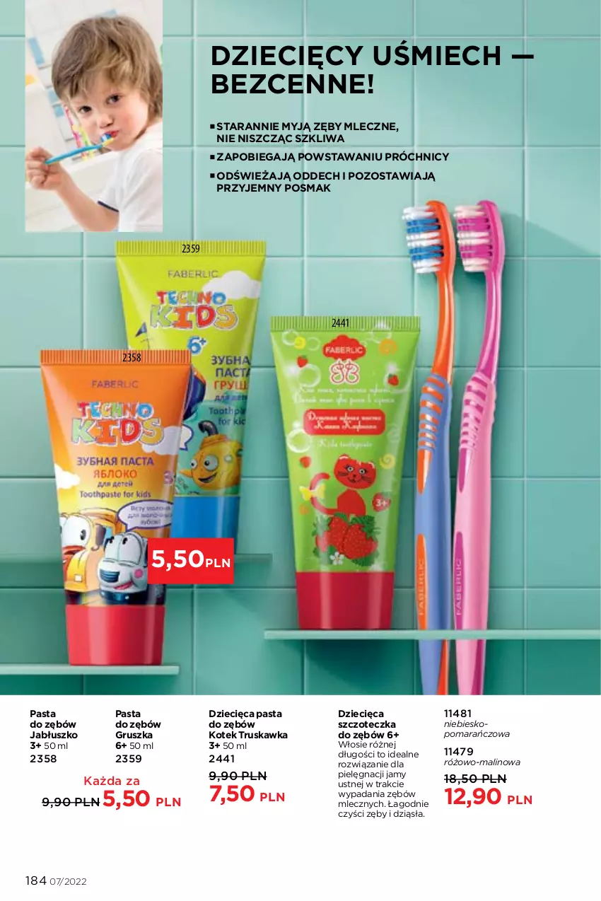 Gazetka promocyjna Faberlic - ważna 25.04 do 15.05.2022 - strona 184 - produkty: Dzieci, Kotek, Pasta do zębów, Szczoteczka, Szczoteczka do zębów