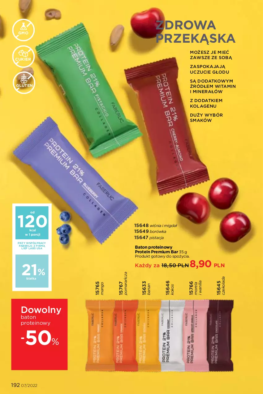 Gazetka promocyjna Faberlic - ważna 25.04 do 15.05.2022 - strona 192 - produkty: Baton, Borówka, Cukier, Czekolada, Fa, Kokos, Kolagen, Mango, Morela, Por