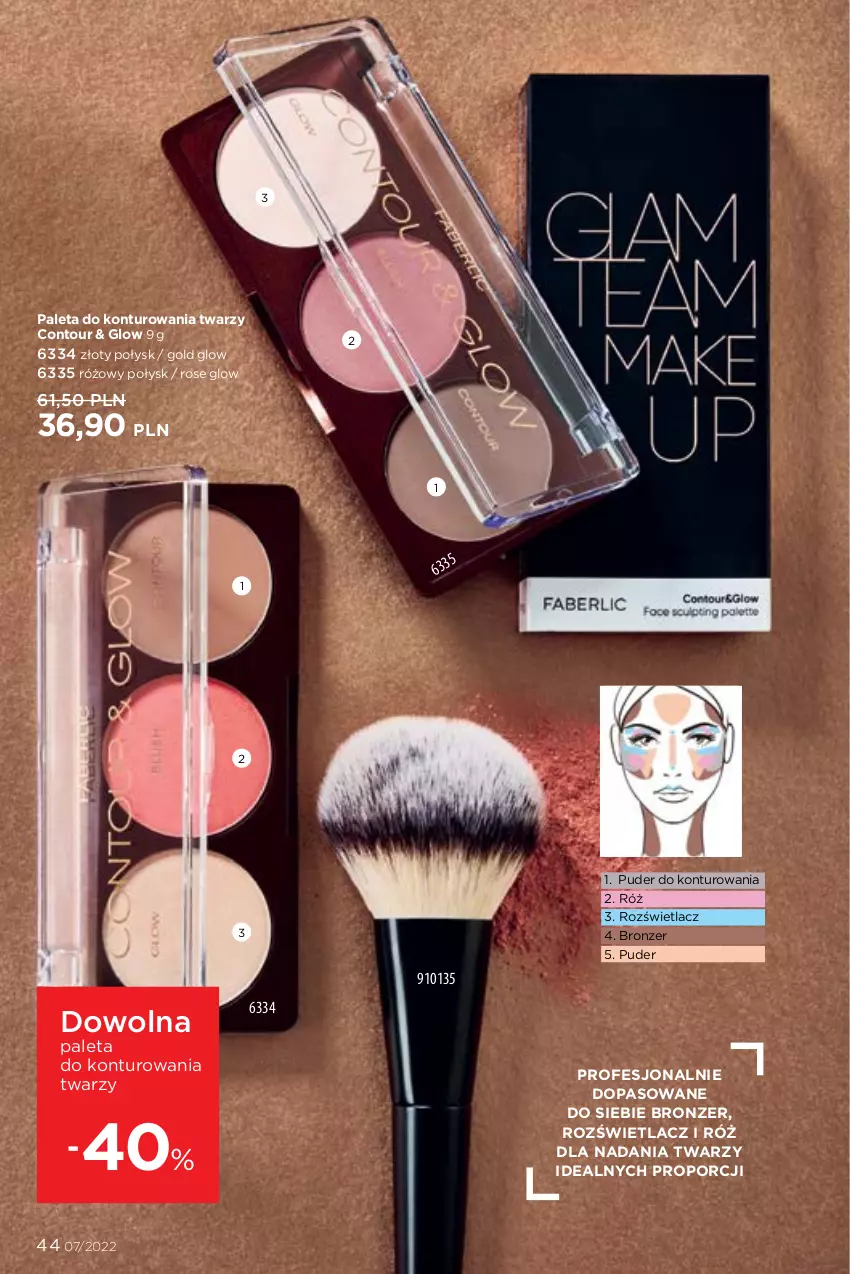 Gazetka promocyjna Faberlic - ważna 25.04 do 15.05.2022 - strona 44 - produkty: Bronzer, Paleta, Por, Puder, Rozświetlacz