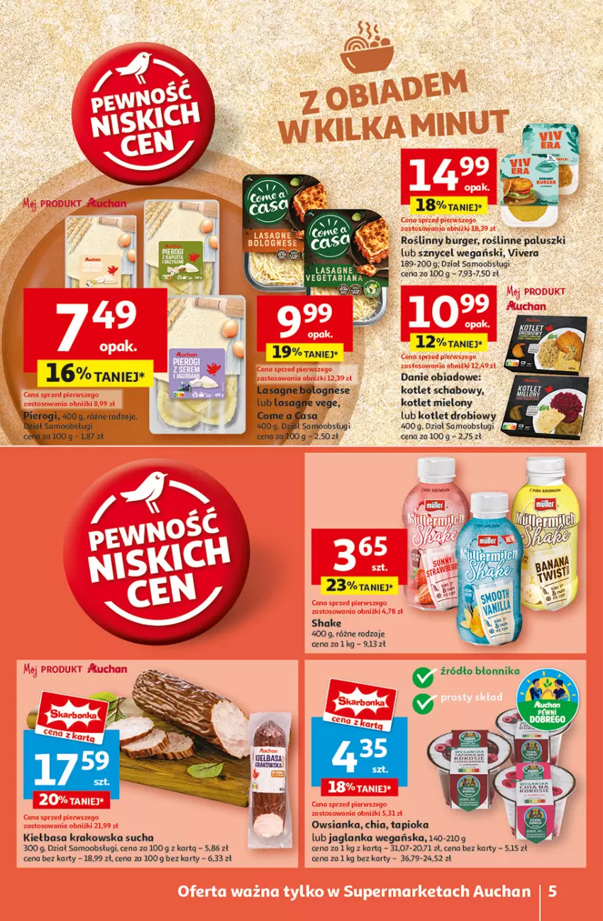 Gazetka promocyjna Auchan - Pewność Niskich Cen Supermarket - ważna 20.03 do 26.03.2025 - strona 7 - produkty: Burger, Chia, Fa, Jaglanka, Kiełbasa, Kiełbasa krakowska, Kotlet, Owsianka, PSB, Roślinny burger