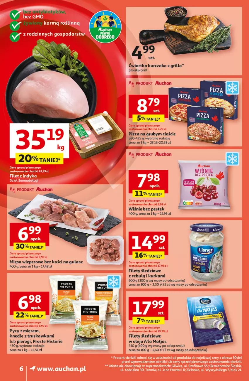 Gazetka promocyjna Auchan - Pewność Niskich Cen Supermarket - ważna 20.03 do 26.03.2025 - strona 8 - produkty: Grill, Knedle, Kurczak, Matjas, Mięso, Mięso wieprzowe, Olej, Pierogi, Pizza, Stek