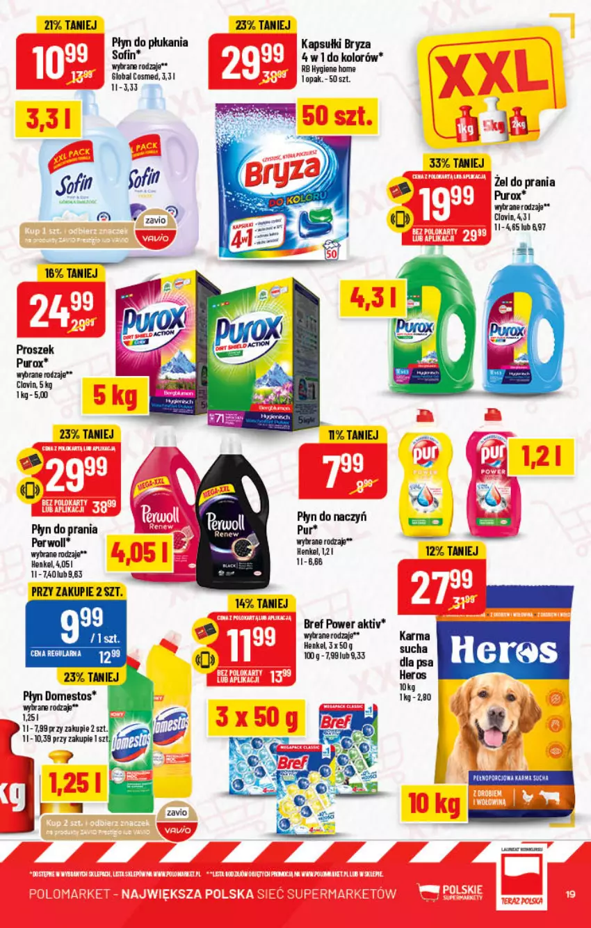 Gazetka promocyjna PoloMarket - Gazetka pomocyjna - ważna 19.10 do 25.10.2022 - strona 19 - produkty: Bref, Bryza, Domestos, Lovi, Płyn do płukania, Płyn do prania, Pur