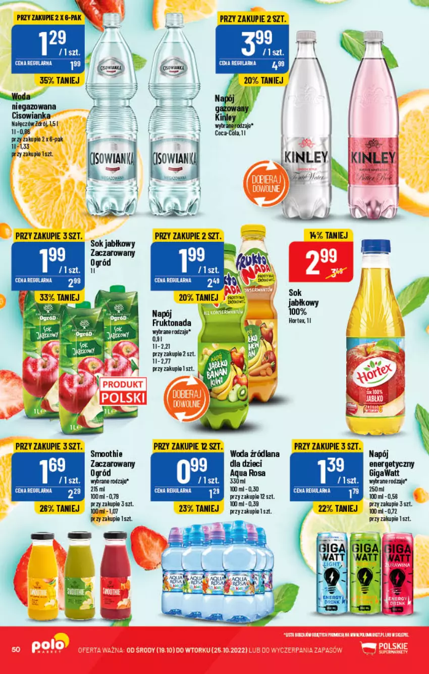 Gazetka promocyjna PoloMarket - Gazetka pomocyjna - ważna 19.10 do 25.10.2022 - strona 50 - produkty: Cisowianka, Dzieci, Hortex, LANA, Napój, Ogród, Smoothie, Sok, Sok jabłkowy, Woda