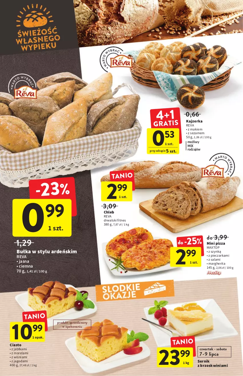 Gazetka promocyjna Intermarche - ważna 07.07 do 13.07.2022 - strona 18 - produkty: Bułka, Chleb, Jabłka, Kajzerka, Morela, Piec, Pieczarka, Pizza, Salami, Ser, Sezam, Top