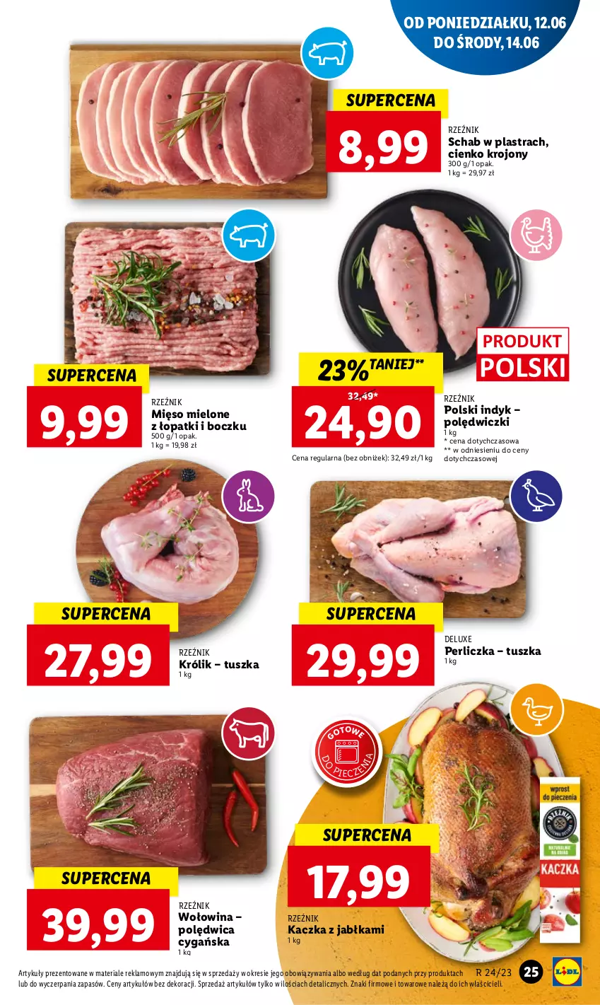 Gazetka promocyjna Lidl - GAZETKA - ważna 12.06 do 14.06.2023 - strona 27 - produkty: Jabłka, Kaczka, Królik, Mięso, Mięso mielone, Perliczka, Piec, Polędwica, Tusz, Wołowina