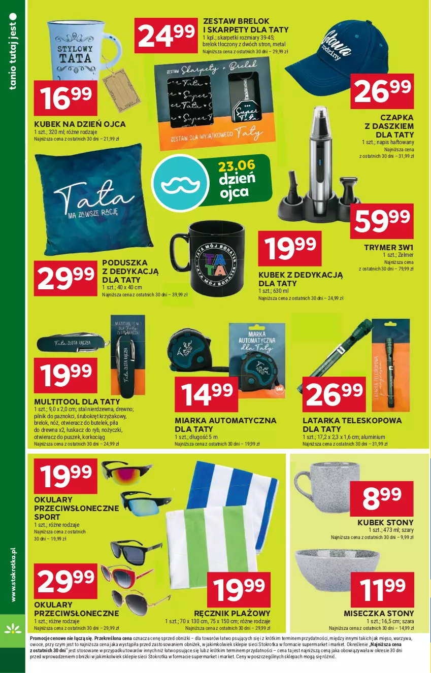 Gazetka promocyjna Stokrotka - Supermarket - ważna 13.06 do 19.06.2024 - strona 24 - produkty: Czapka, Karp, Koc, Korkociąg, Kubek, Latarka, Miarka, Mięso, Miseczka, Noż, Nożyczki, Otwieracz, Owoce, Pilnik, Pilnik do paznokci, Poduszka, Por, Ręcznik, Skarpetki, Sport, Tarka, Teleskop, Warzywa, Zelmer