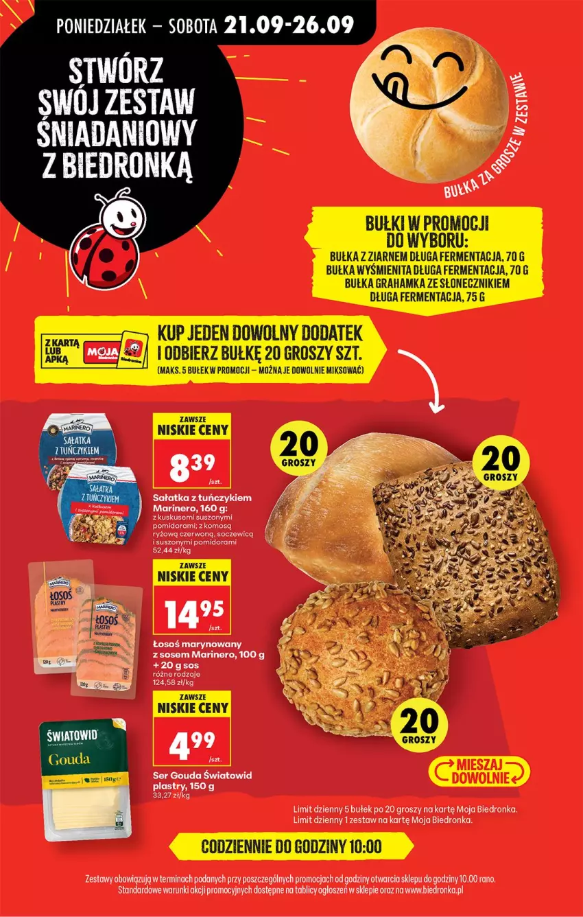 Gazetka promocyjna Biedronka - Od Poniedziałku - ważna 21.09 do 26.09.2026 - strona 13 - produkty: Bułka, Bułka grahamka, Gouda, Gra, Kuskus, Ryż, Sałat, Sałatka, Ser, Sos, Tuńczyk