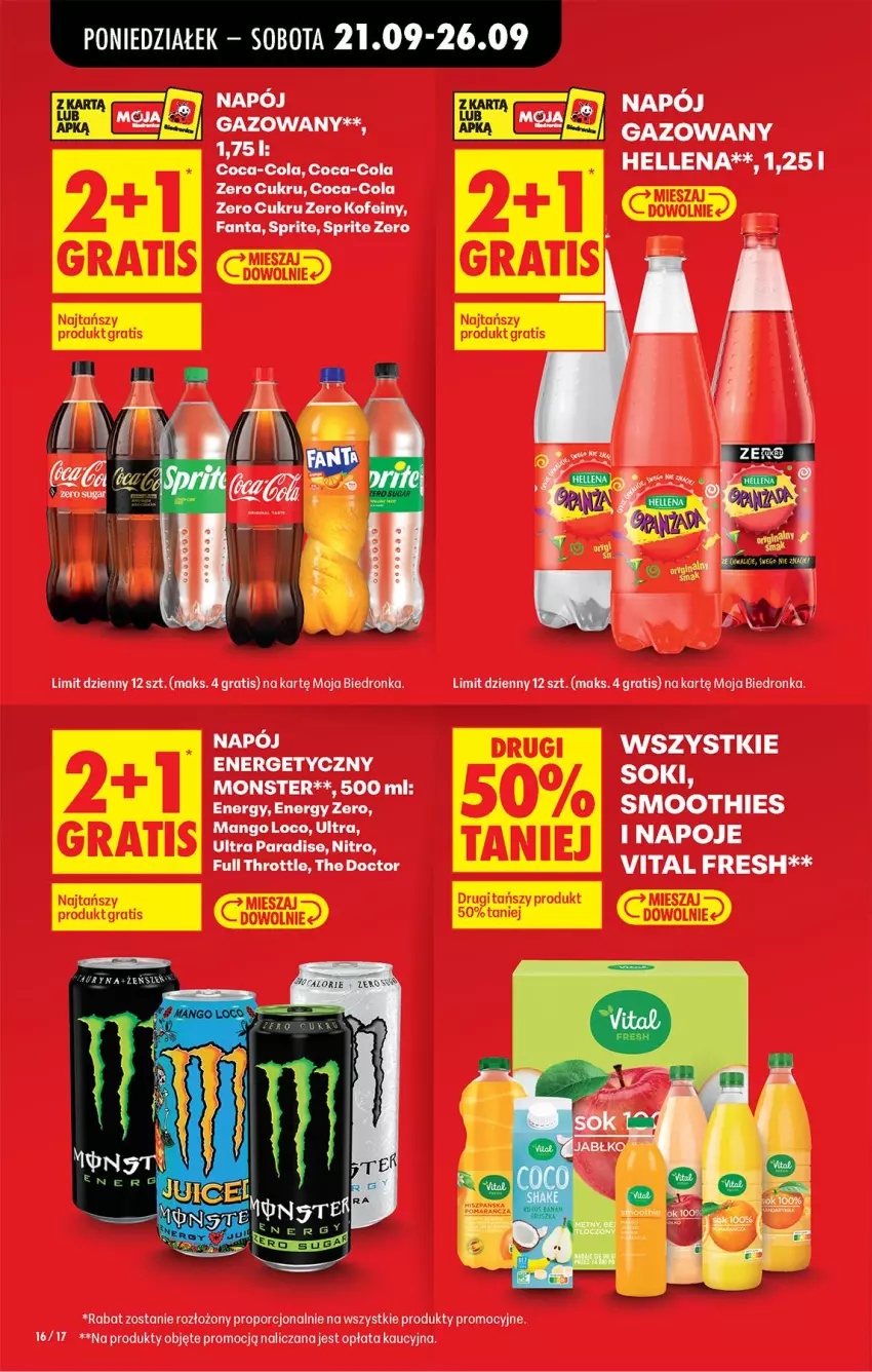 Gazetka promocyjna Biedronka - Od Poniedziałku - ważna 21.09 do 26.09.2026 - strona 15 - produkty: Coca-Cola, Fa, Fanta, Gra, Mango, Napój, Napój gazowany, Por, Sok, Sprite