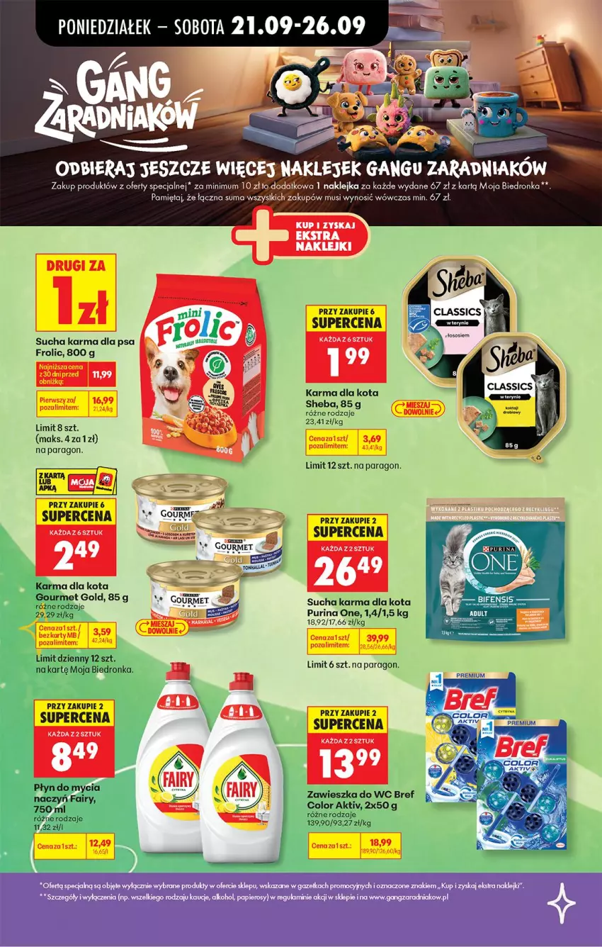 Gazetka promocyjna Biedronka - Od Poniedziałku - ważna 21.09 do 26.09.2026 - strona 31 - produkty: Bref, Dada, Fa, Fairy, Klej, Mięta, Mus, Płyn do mycia, Pur, Purina, Sheba, Sos, Sucha karma, Zawieszka do wc
