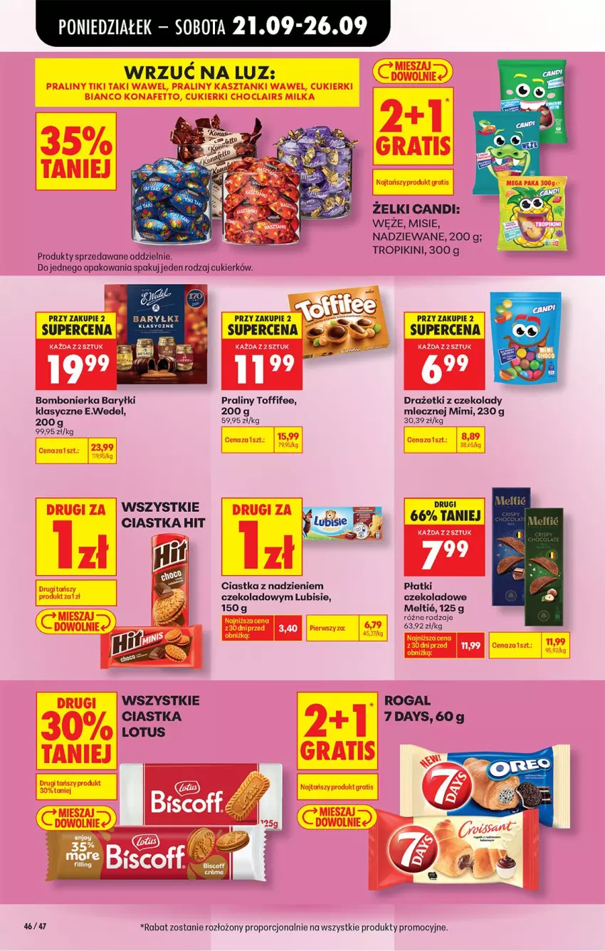 Gazetka promocyjna Biedronka - Od Poniedziałku - ważna 21.09 do 26.09.2026 - strona 72 - produkty: 7 Days, Baryłki, Ciastka, Cukier, Lubisie, Por, Praliny, Rogal, Toffifee