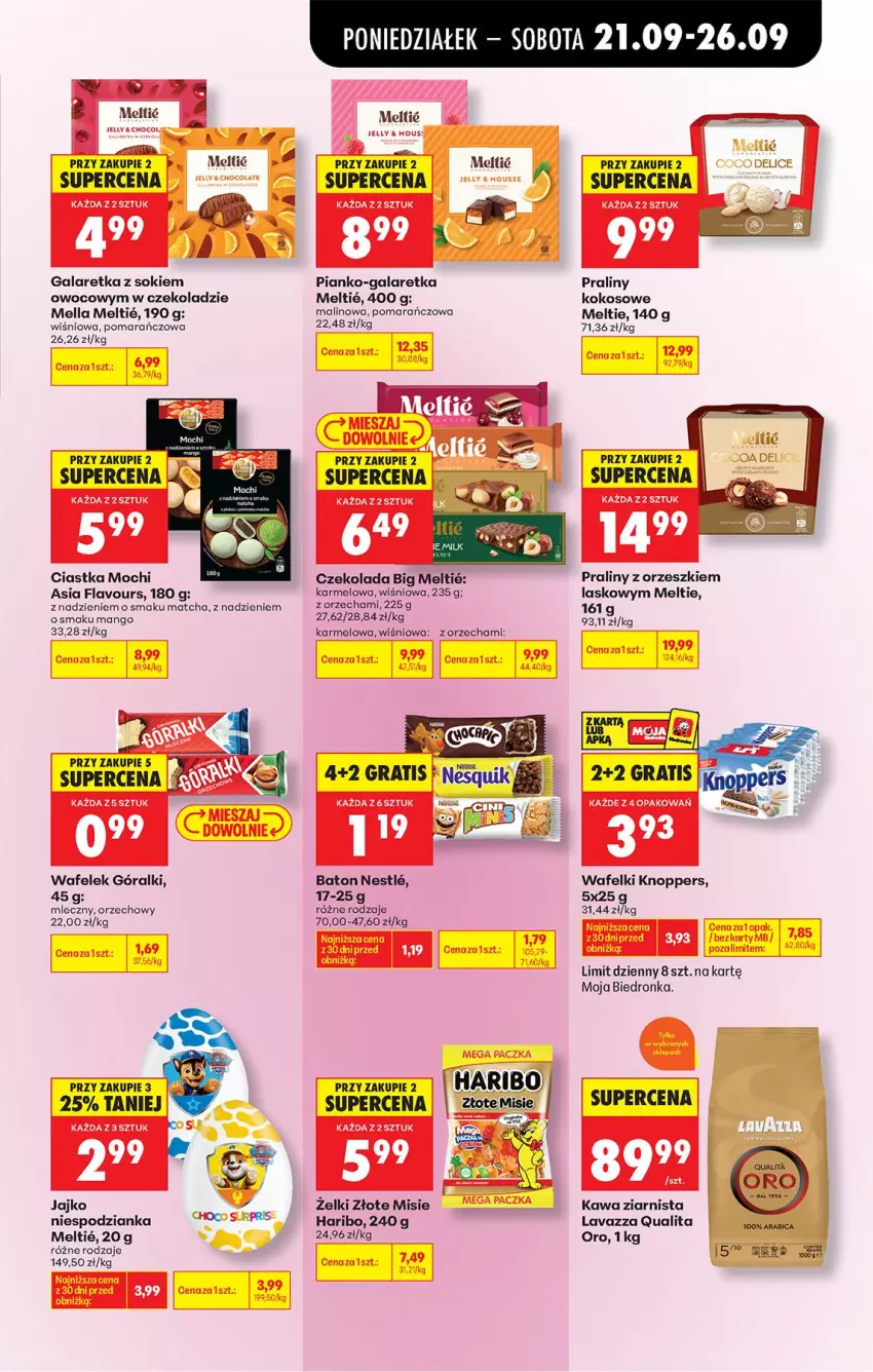 Gazetka promocyjna Biedronka - Od Poniedziałku - ważna 21.09 do 26.09.2026 - strona 73 - produkty: Baton, Ciastka, Czekolada, Fa, Gala, Galaretka, Góralki, Haribo, Kawa, Kawa ziarnista, Knoppers, Kokos, Lavazza, Mango, Orzeszki, Praliny, Sok, Wafelek