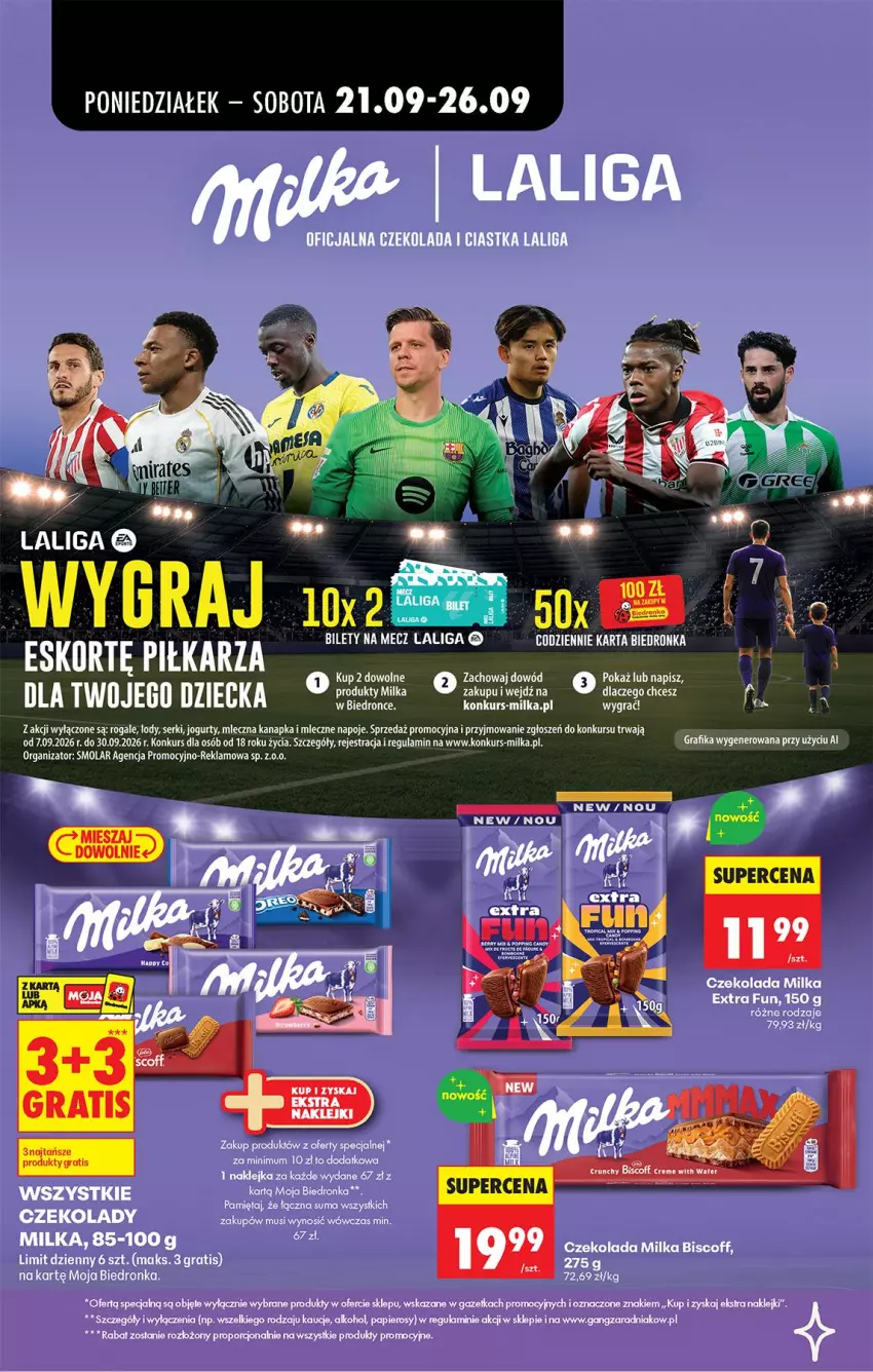 Gazetka promocyjna Biedronka - Od Poniedziałku - ważna 21.09 do 26.09.2026 - strona 75 - produkty: Ciastka, Czekolada, Gra, Jogurt, Klej, Lody, Milka, Mleczna kanapka, Mola, Mus, Napoje, Papier, Por, Rogal, Ser