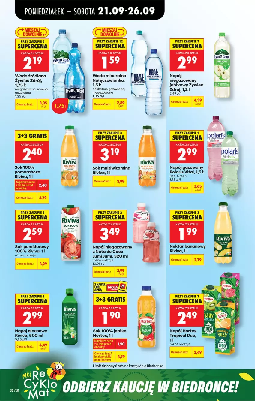 Gazetka promocyjna Biedronka - Od Poniedziałku - ważna 21.09 do 26.09.2026 - strona 78 - produkty: Gra, Hortex, LANA, Nałęczowianka, Napój, Napój gazowany, Napój niegazowany, Nektar, Nektar bananowy, Sok, Sok pomidorowy, Tropical, Woda, Woda mineralna