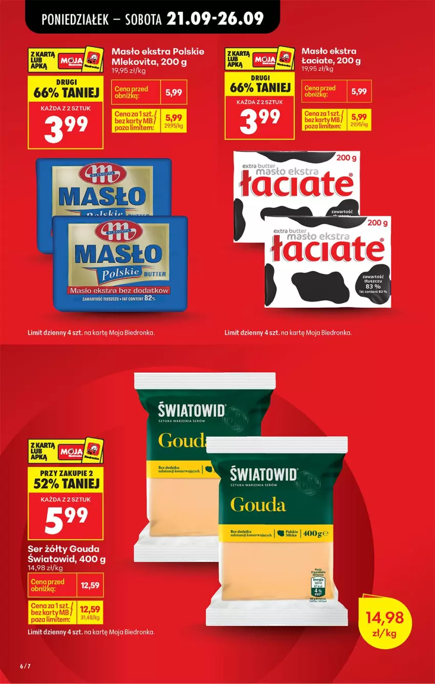 Gazetka promocyjna Biedronka - Od Poniedziałku - ważna 21.09 do 26.09.2026 - strona 8 - produkty: Gouda, Masło, Mleko, Mlekovita, Ser