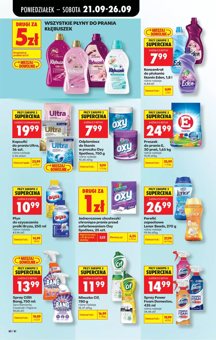 Gazetka promocyjna Biedronka - Od Poniedziałku - ważna 21.09 do 26.09.2026 - strona 92 - produkty: Bryza, Chusteczki, Cif, Domestos, Fa, Lenor, Mleczko, Odplamiacz, Pralki, Proszek do prania
