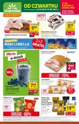 Gazetka promocyjna Stokrotka - Market - Gazetka - ważna od 30.08 do 30.08.2023 - strona 1 - produkty: Kurczak, Tchibo, Krakus, Warzywa, Gra, Jaja, Chipsy, Kawa, Lack, Szynka, Owoce, Masło, Lay’s, Mięso, Fa