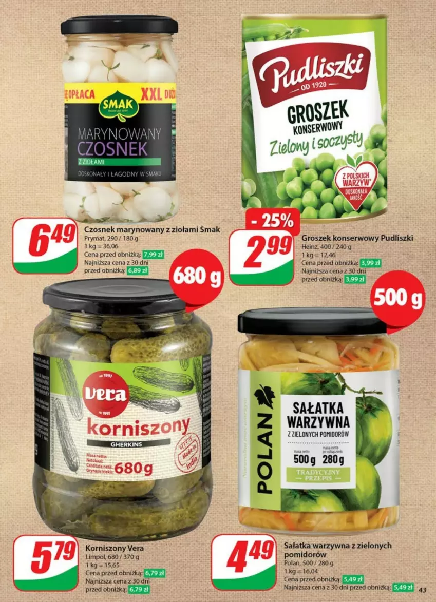 Gazetka promocyjna Dino - ważna 21.05 do 26.05.2025 - strona 38 - produkty: Czosnek, Groszek, Heinz, Korniszony, Prymat, Pudliszki, Sałat, Sałatka, Sałatka warzywna, Ser