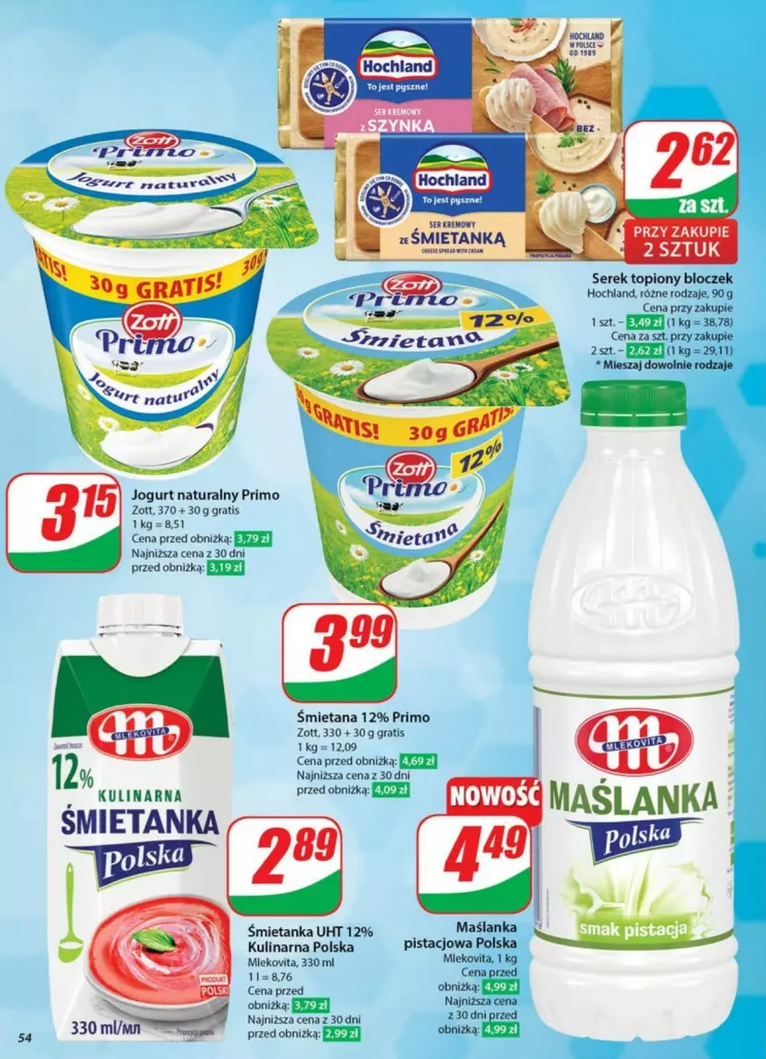 Gazetka promocyjna Dino - ważna 21.05 do 26.05.2025 - strona 50 - produkty: Gra, Hochland, Jogurt, Jogurt naturalny, Maślanka, Mleko, Mlekovita, Ser, Serek, Top, Zott