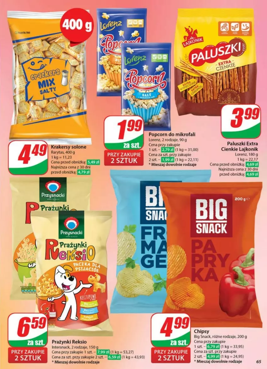 Gazetka promocyjna Dino - ważna 21.05 do 26.05.2025 - strona 62 - produkty: Chipsy, Fa, Lajkonik, Lorenz, Popcorn