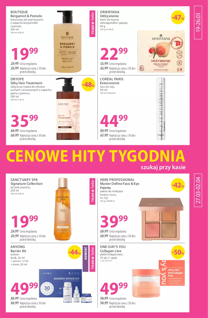 Gazetka promocyjna Hebe - Gazetka - ważna 19.03 do 02.04.2026 - strona 11 - produkty: Fa, Kolagen, Krem do twarzy, L’Oréal, Makijaż, Maska, Maska do włosów, Paleta, Palette, Papaja, Pomelo, Rum, Sanctuary Spa, Ser, Serum, Tonik, Tusz, Waga, Yope