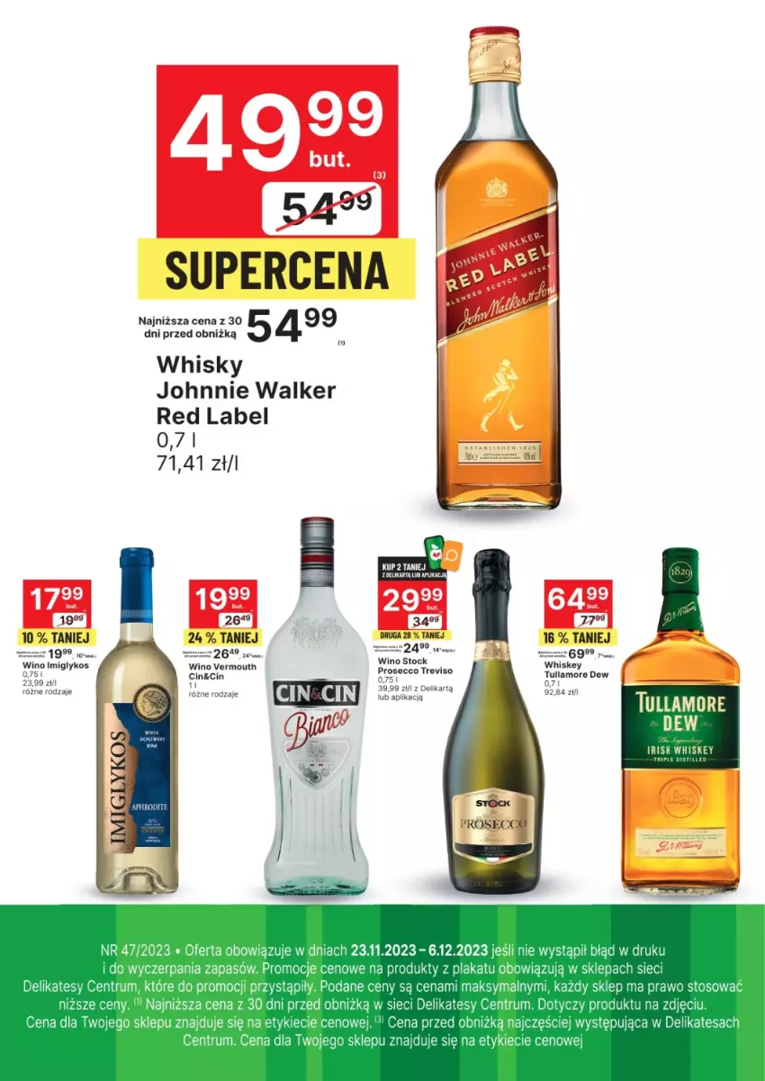 Gazetka promocyjna Delikatesy Centrum - Folder alkoholowy DC47 - ważna 30.11 do 06.12.2023 - strona 2 - produkty: Johnnie Walker, Prosecco, Rum, Stock, Tullamore Dew, Vermouth, Whiskey, Whisky, Wino