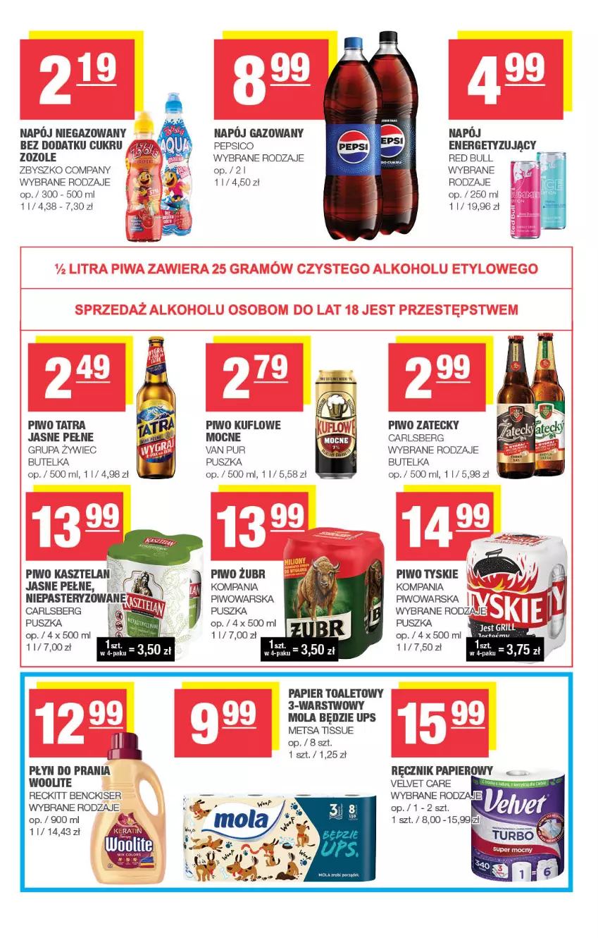 Gazetka promocyjna Spar - Spar - ważna 18.05 do 28.05.2025 - strona 7 - produkty: Carlsberg, Kasztelan, Mola, Napój, Napój gazowany, Napój niegazowany, Papier, Papier toaletowy, Pepsi, Piwo, Płyn do prania, Pur, Ręcznik, Ser, Tatra, Tyskie, Woolite